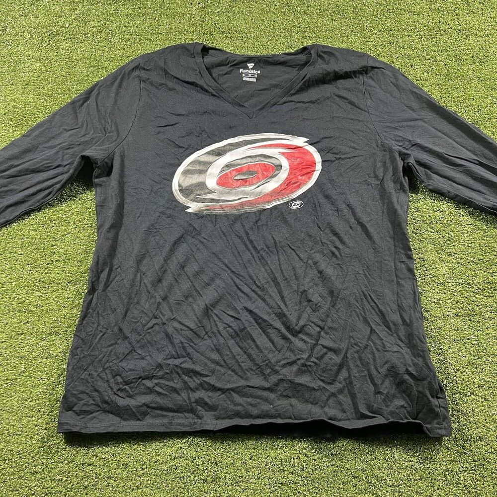 Fanatics Women NHL Pro Carolina Hurricanes Long Sleeve Tee T-Shirt Sz XL